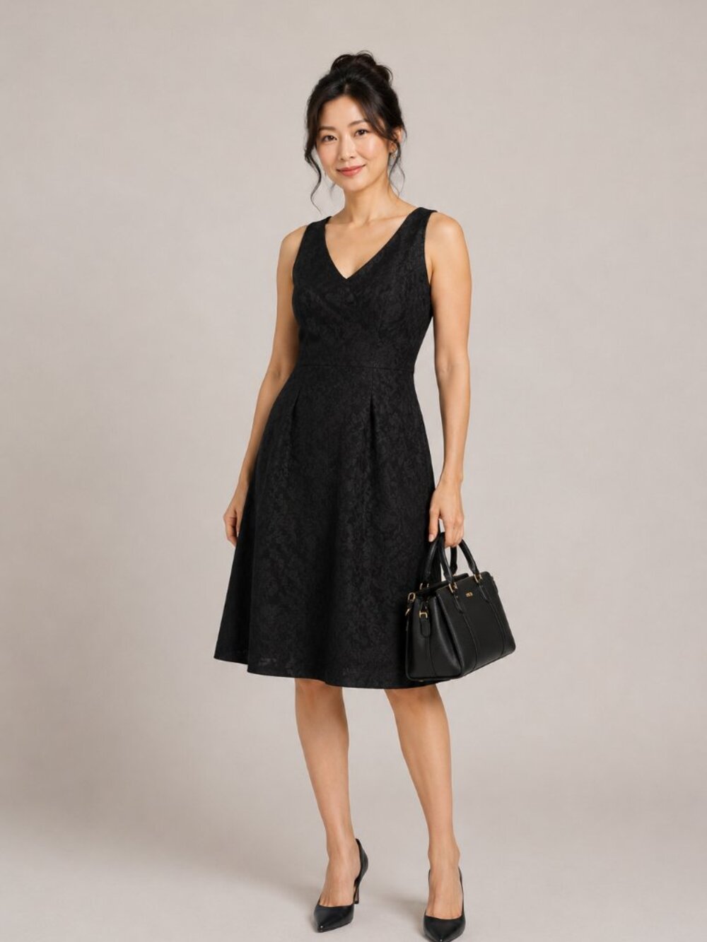 Allegra K Polka Dot Sleeveless Dress Womens X Black White Midi